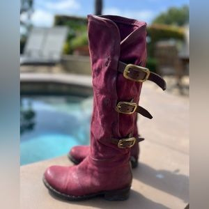 A.S.98 leather purple boots